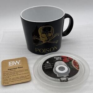 New Boston Warehouse 2019 Souper Mug 24oz Halloween Sugar Skull “Poison” Black